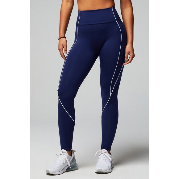 Fabletics Women's Deep Navy Anywhere Motion365+ High-Waisted Piped Leggings - S - Picture 1 of 7